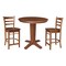International Concepts 36 in. Solid Wood Round Extension Dining Table with 2 Counter Height Stools in Distressed Oak K42-36RXT-23B-S61722 - alternate 1
